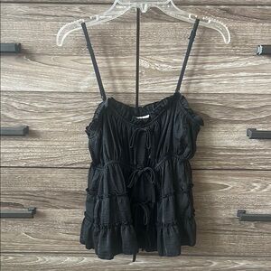 Chic Black Ruffled Women's Tank Top